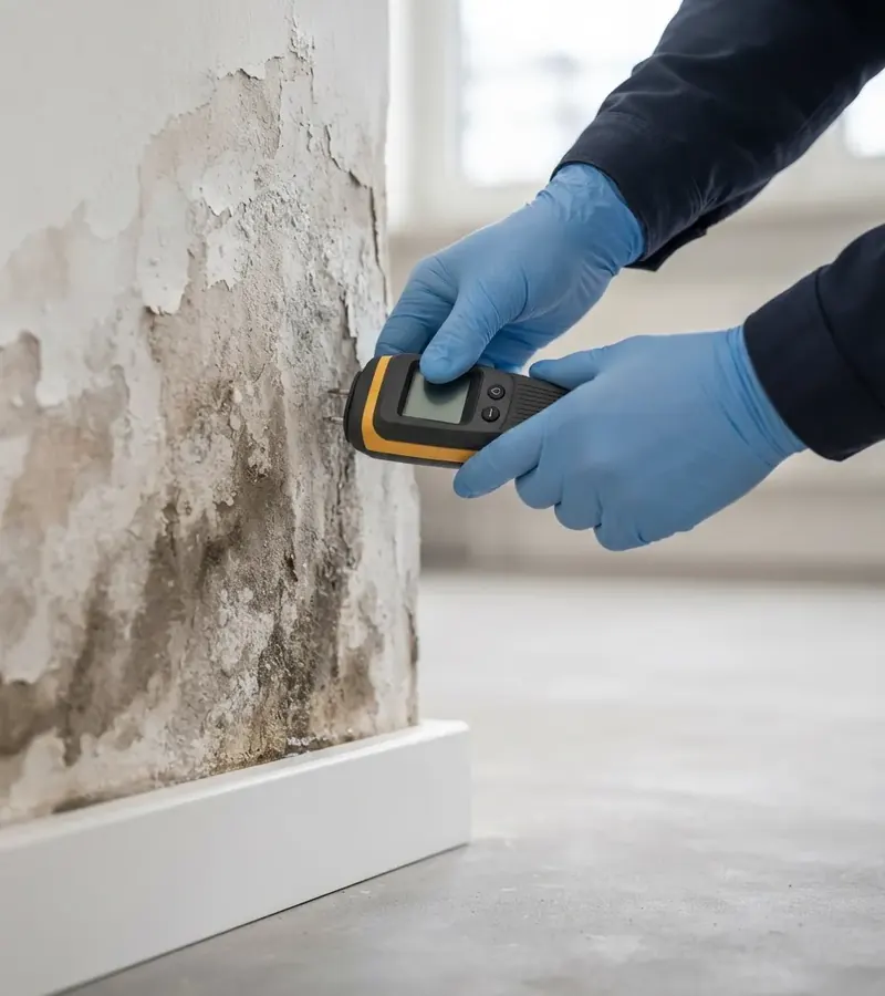 Muro con umidità di risalita e distacco dell'intonaco a Lucca